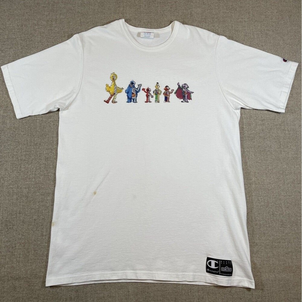 Champion Blank Slate Sasame Street T-Shirt Mens Size XL White *Stains*